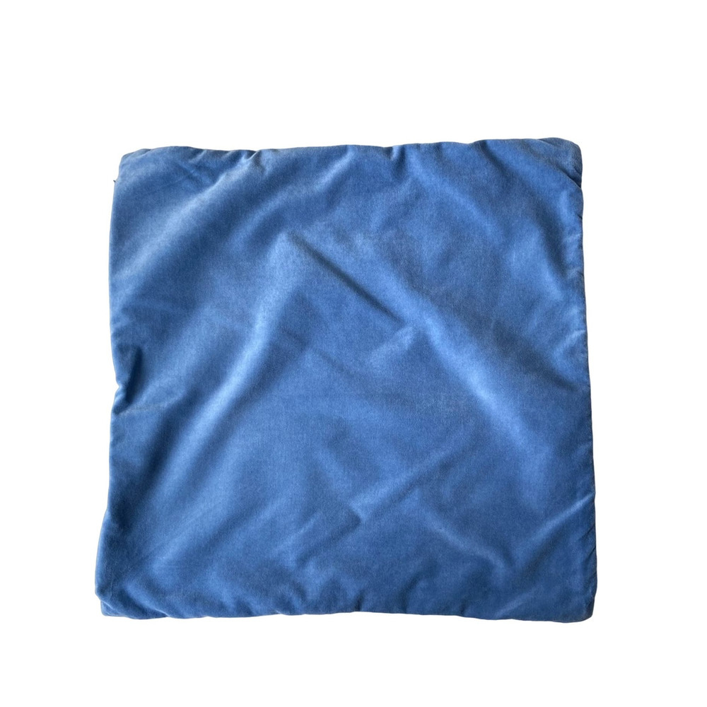Pottery Barn Blue Velvet And Tan Linen Pillow Cover 20x20, Throw Pillow